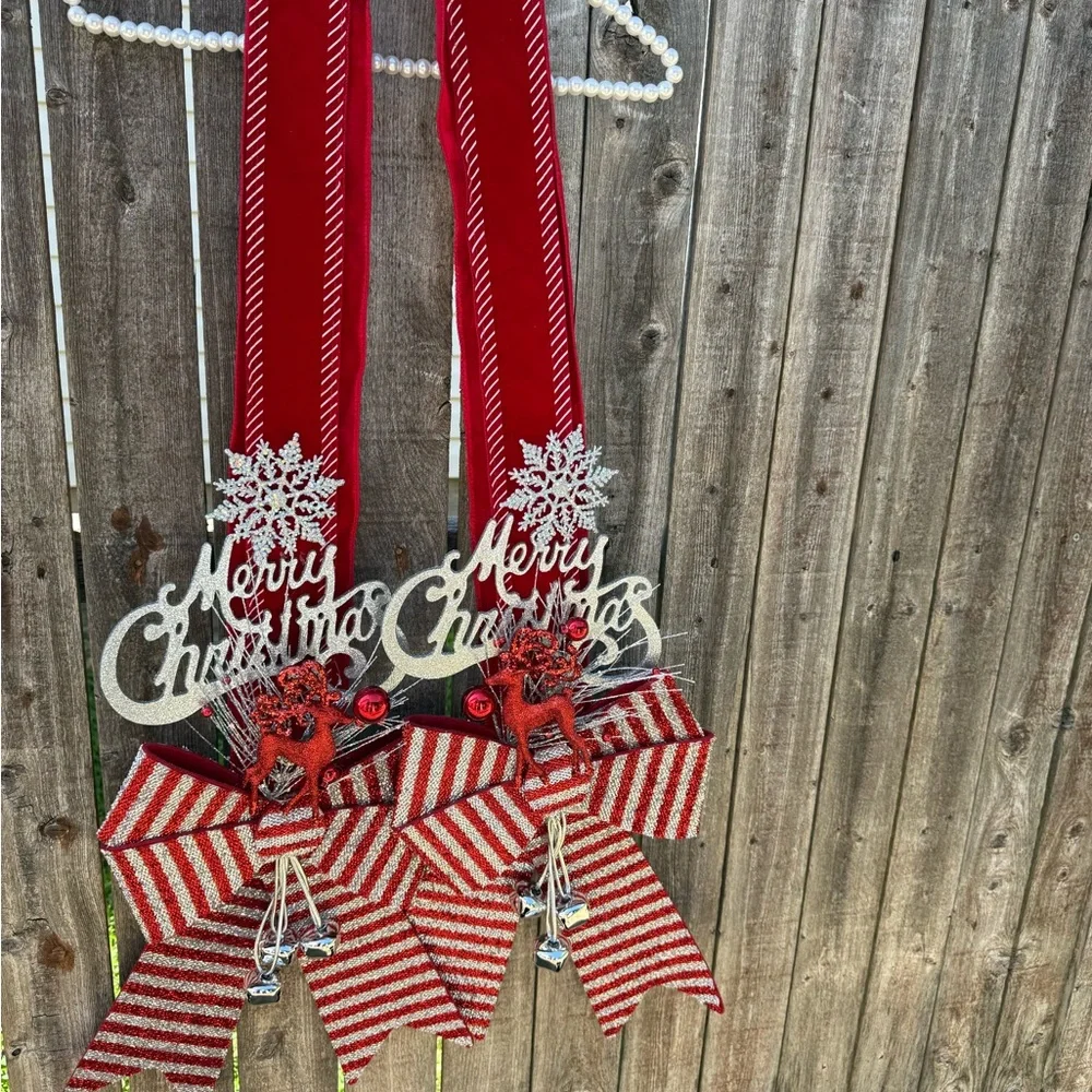 Over The Door Double Christmas Swag.  Christmas Bow/ Wreath /Ribbon Swag custom